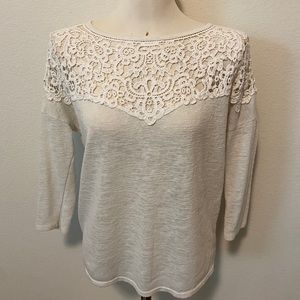 Lace Detail Cream Shirt